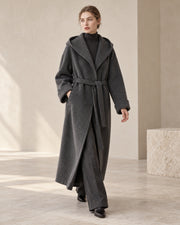 Architectural Hooded Wool-Cashmere-Silk Robe Coat