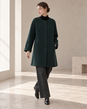 Ligne Calme Cashmere–Wool Collarless Coat