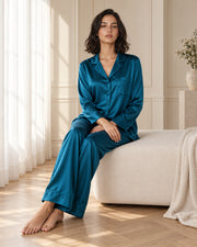 Moonlit Grace 100% Mulberry Silk Long Pajama Set