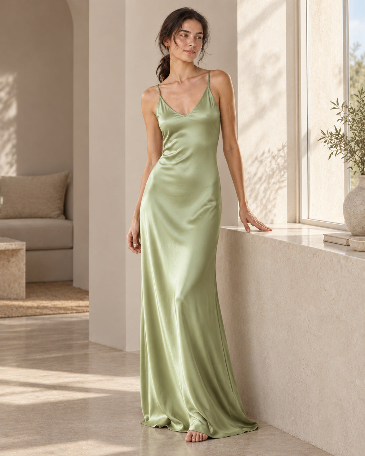 Élan Stretch Mulberry Silk Slip Dress