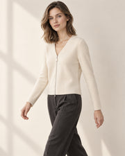 Amélie Pure Cashmere Pearl-Zip Cardigan