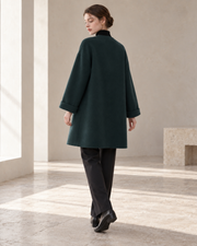 Ligne Calme Cashmere–Wool Collarless Coat