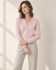 Amélie Pure Cashmere Pearl-Zip Cardigan