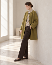 Ligne Calme Cashmere–Wool Collarless Coat
