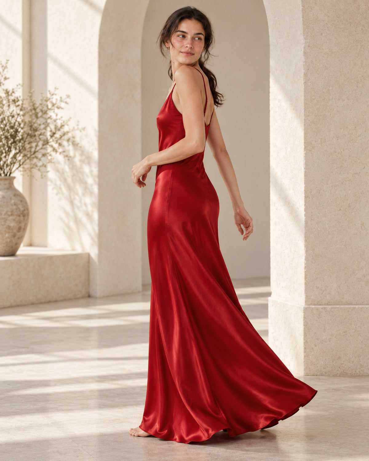 Élan Stretch Mulberry Silk Slip Dress