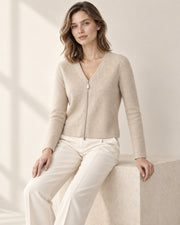 Amélie Pure Cashmere Pearl-Zip Cardigan