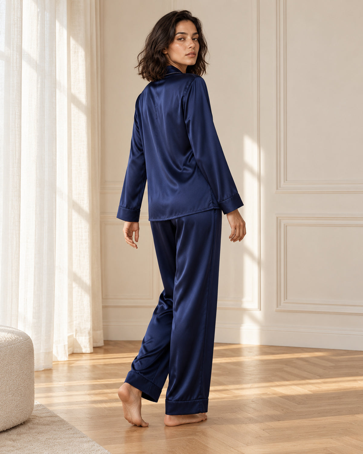 Moonlit Grace 100% Mulberry Silk Long Pajama Set