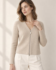 Amélie Pure Cashmere Pearl-Zip Cardigan