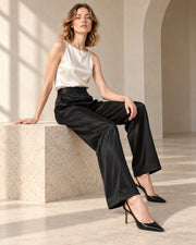 100% Mulberry Silk Wide-Leg Trousers