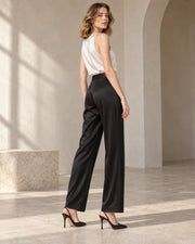 100% Mulberry Silk Wide-Leg Trousers