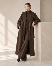Architectural Hooded Wool-Cashmere-Silk Robe Coat