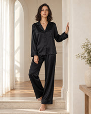 Moonlit Grace 100% Mulberry Silk Long Pajama Set