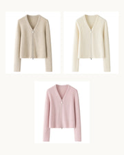 Amélie Pure Cashmere Pearl-Zip Cardigan