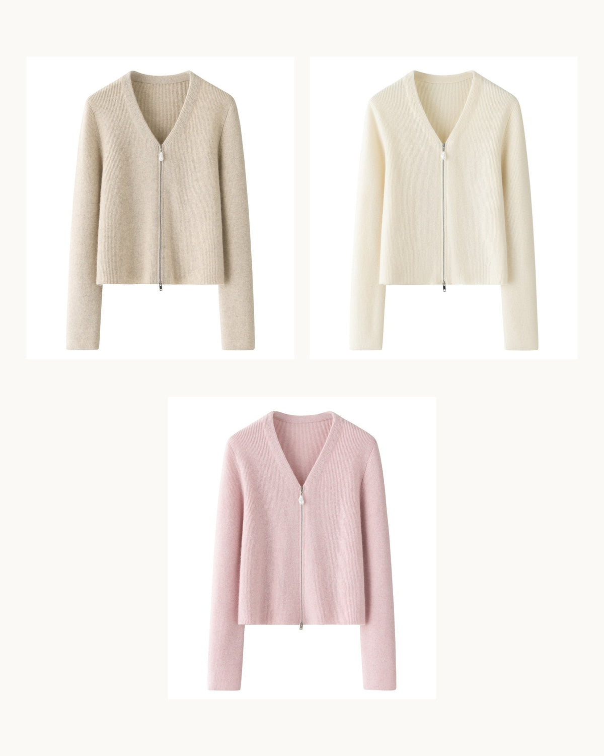 Amélie Pure Cashmere Pearl-Zip Cardigan