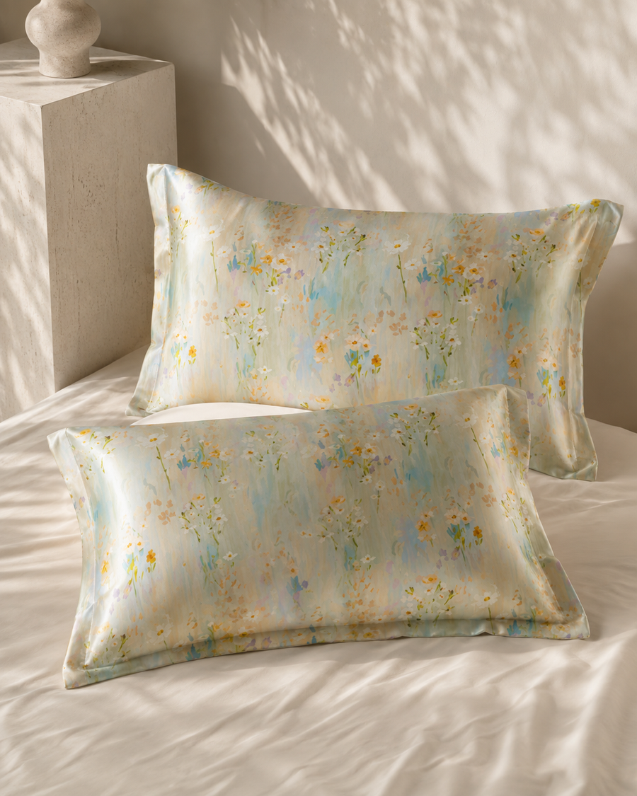 VELSÉE 40 Momme 6A Mulberry Silk Printed Pillowcase – Luxury Silk Pillow Cover for Hair and Skin