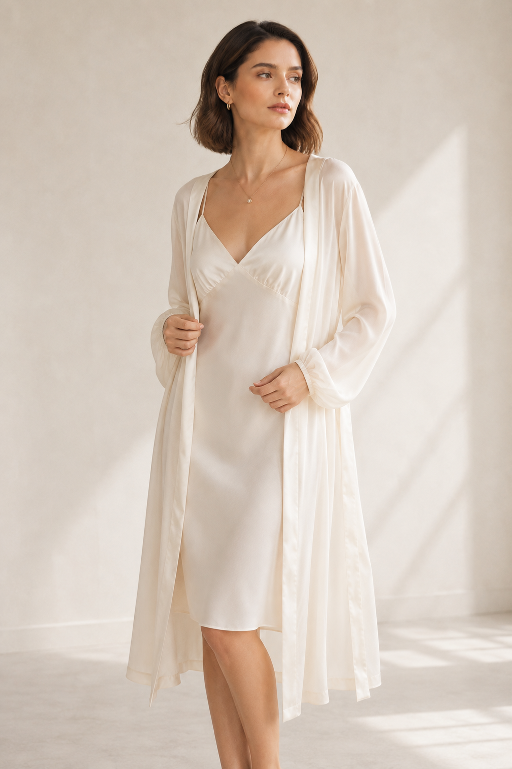 VELSÉE 100% Mulberry Silk Nightgown & Robe Set for Women – 2-Piece Luxury Silk Sleepwear
