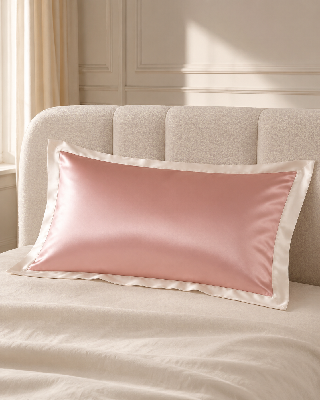 40 Momme 100% Mulberry Silk Pillowcase for Hair and Skin – Luxury Contrast Border, Smooth Cooling Silk Pillow Cover, 1 or 2 Pack