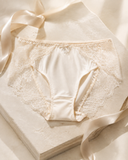 VELSÉE Women’s Mulberry Silk & Lace Briefs – Mid-Rise Breathable Luxury Panties, Soft Lightweight Floral Lace Underwear