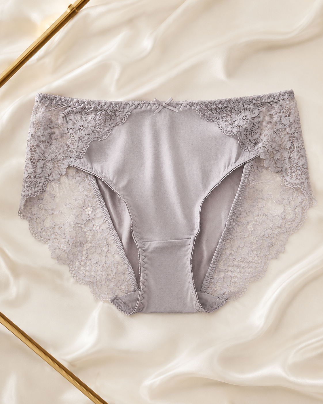 VELSÉE Women’s Mulberry Silk & Lace Briefs – Mid-Rise Breathable Luxury Panties, Soft Lightweight Floral Lace Underwear
