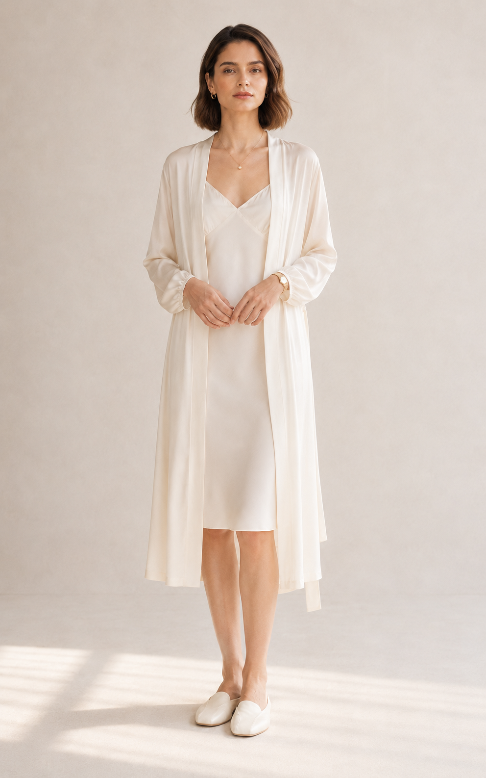 VELSÉE 100% Mulberry Silk Nightgown & Robe Set for Women – 2-Piece Luxury Silk Sleepwear