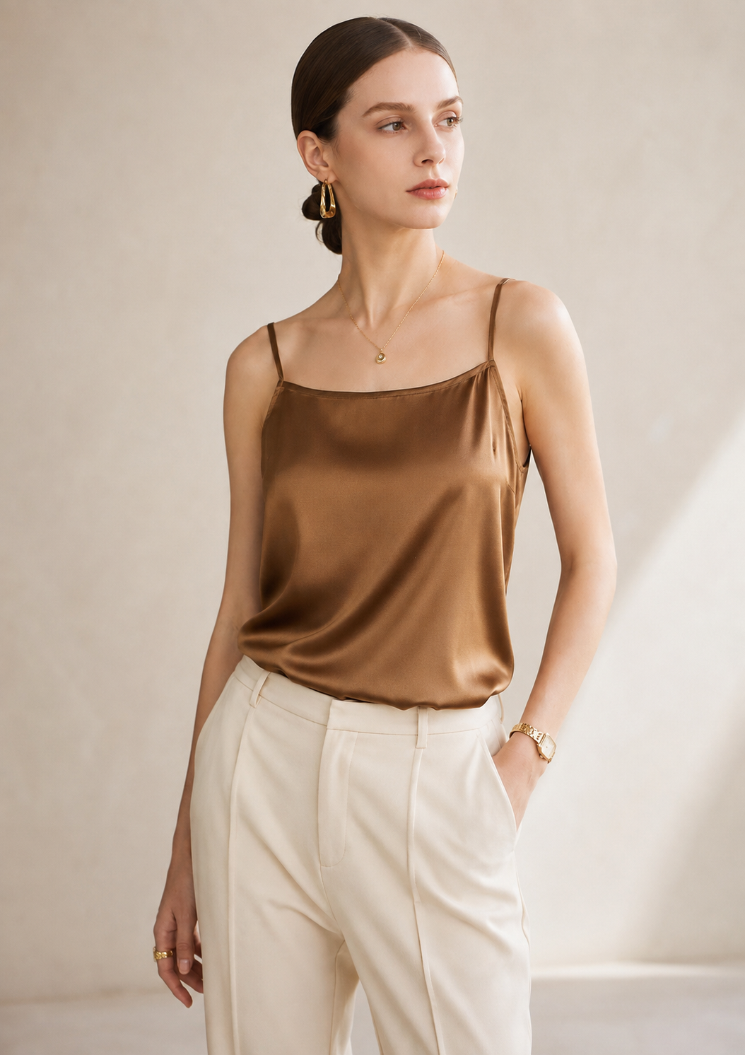 VELSÉE 100% 6A Mulberry Silk Camisole for Women – Luxury Silk Tank Top