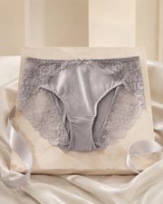 VELSÉE Women’s Mulberry Silk & Lace Briefs – Mid-Rise Breathable Luxury Panties, Soft Lightweight Floral Lace Underwear