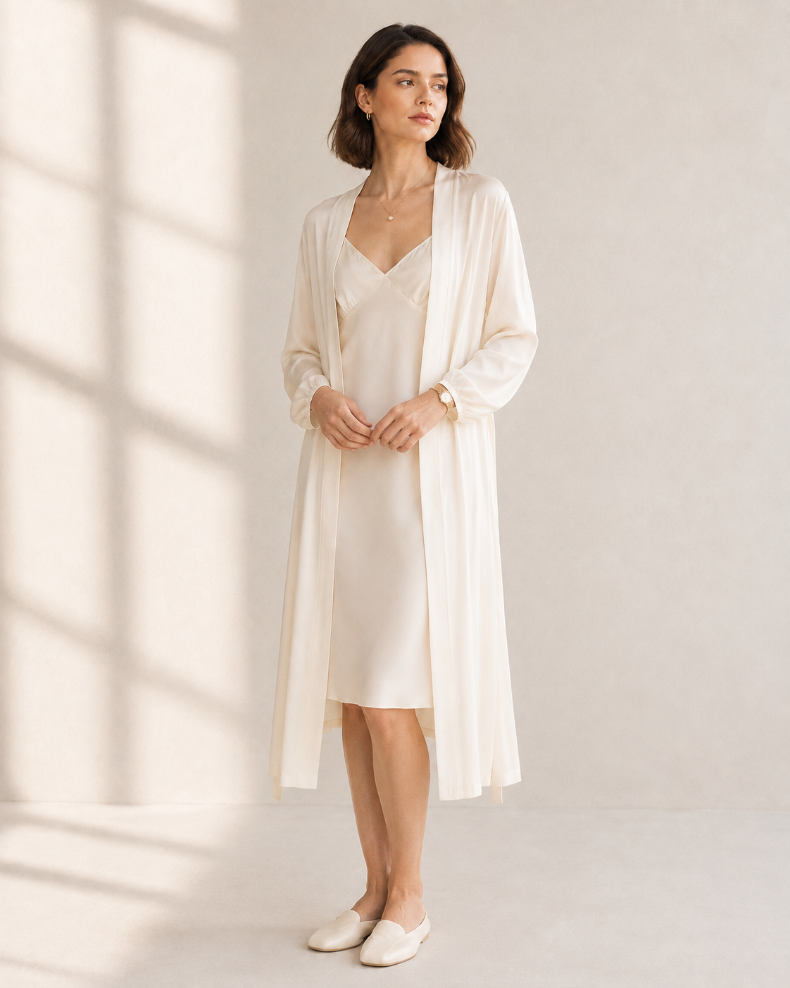 VELSÉE 100% Mulberry Silk Nightgown & Robe Set for Women – 2-Piece Luxury Silk Sleepwear
