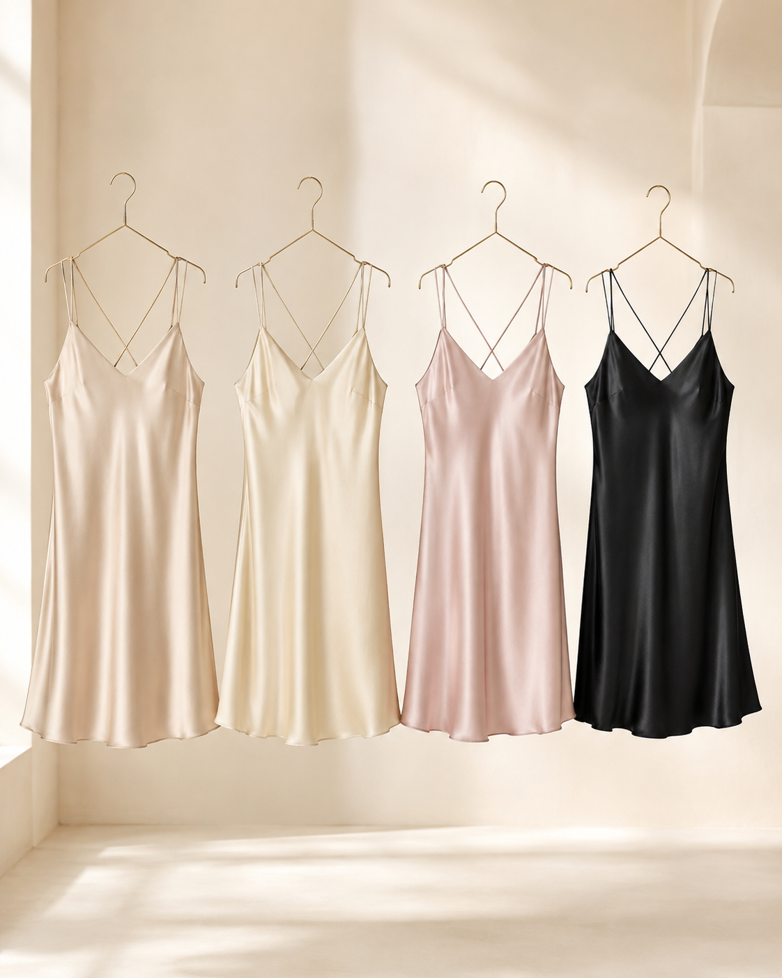 VELSÉE Women’s 19 Momme 100% Mulberry Silk Slip Dress – Backless Cross-Strap V-Neck Nightgown, Luxury Silk Chemise