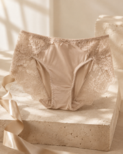VELSÉE Women’s Mulberry Silk & Lace Briefs – Mid-Rise Breathable Luxury Panties, Soft Lightweight Floral Lace Underwear