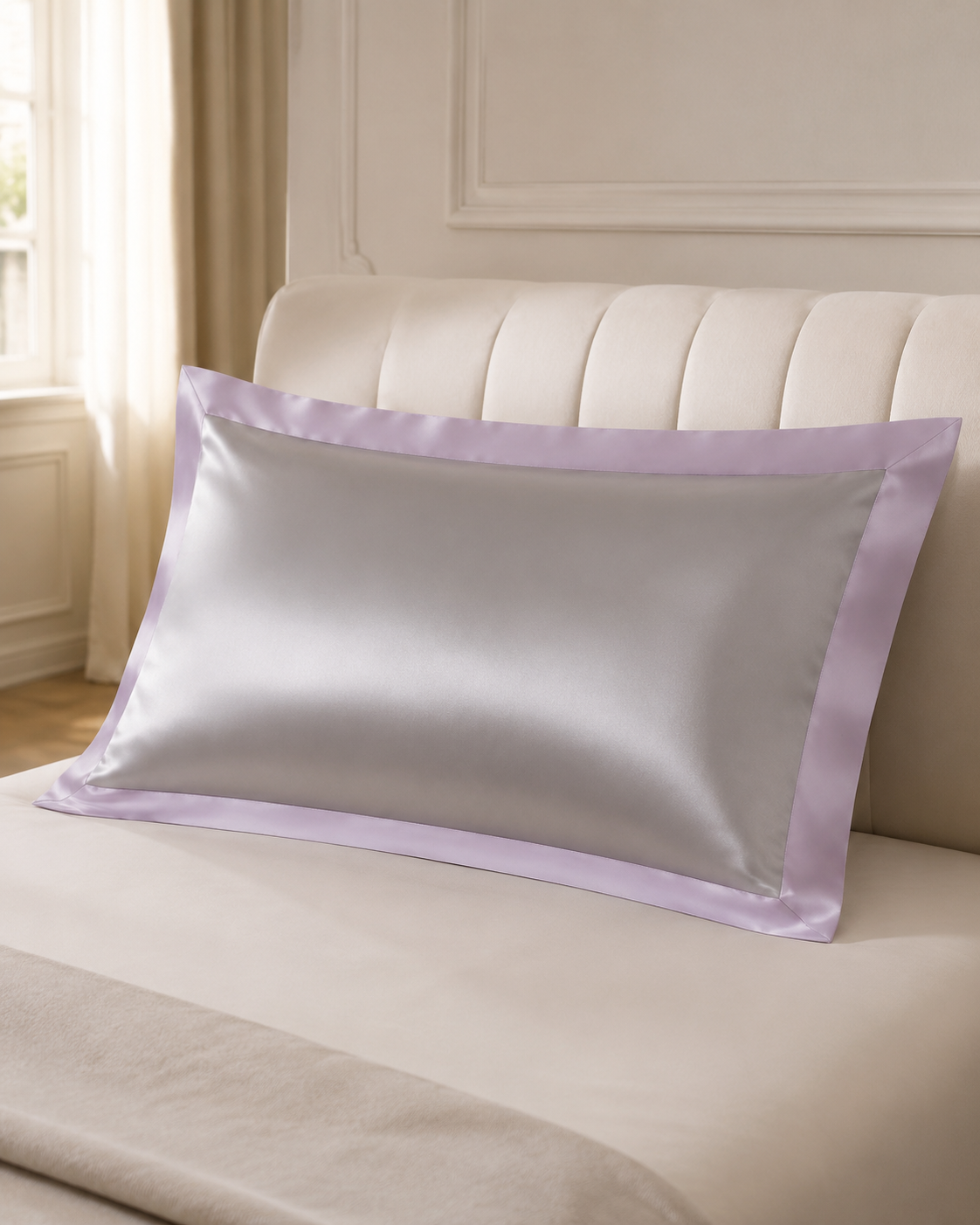 40 Momme 100% Mulberry Silk Pillowcase for Hair and Skin – Luxury Contrast Border, Smooth Cooling Silk Pillow Cover, 1 or 2 Pack