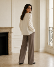 VELSÉE Women’s Mulberry Silk Blouse – V-Neck Long Sleeve Button-Front Stretch Silk Shirt