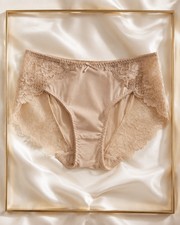 VELSÉE Women’s Mulberry Silk & Lace Briefs – Mid-Rise Breathable Luxury Panties, Soft Lightweight Floral Lace Underwear
