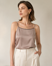 VELSÉE 100% 6A Mulberry Silk Camisole for Women – Luxury Silk Tank Top