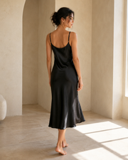 VELSÉE Élan 6A Mulberry Silk Slip Dress – 100% Pure Silk V-Neck Midi Nightgown