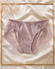 VELSÉE Women’s Mulberry Silk & Lace Briefs – Mid-Rise Breathable Luxury Panties, Soft Lightweight Floral Lace Underwear