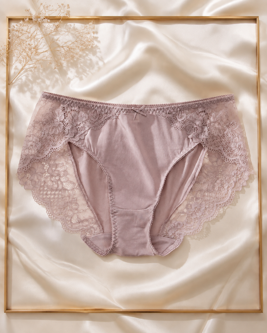 VELSÉE Women’s Mulberry Silk & Lace Briefs – Mid-Rise Breathable Luxury Panties, Soft Lightweight Floral Lace Underwear