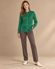 Mulberry Silk Button-Front Shirt