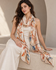 Jardin de Lumière 100% Mulberry Silk Long Scarf