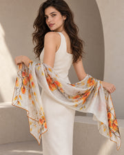 Jardin de Lumière 100% Mulberry Silk Long Scarf