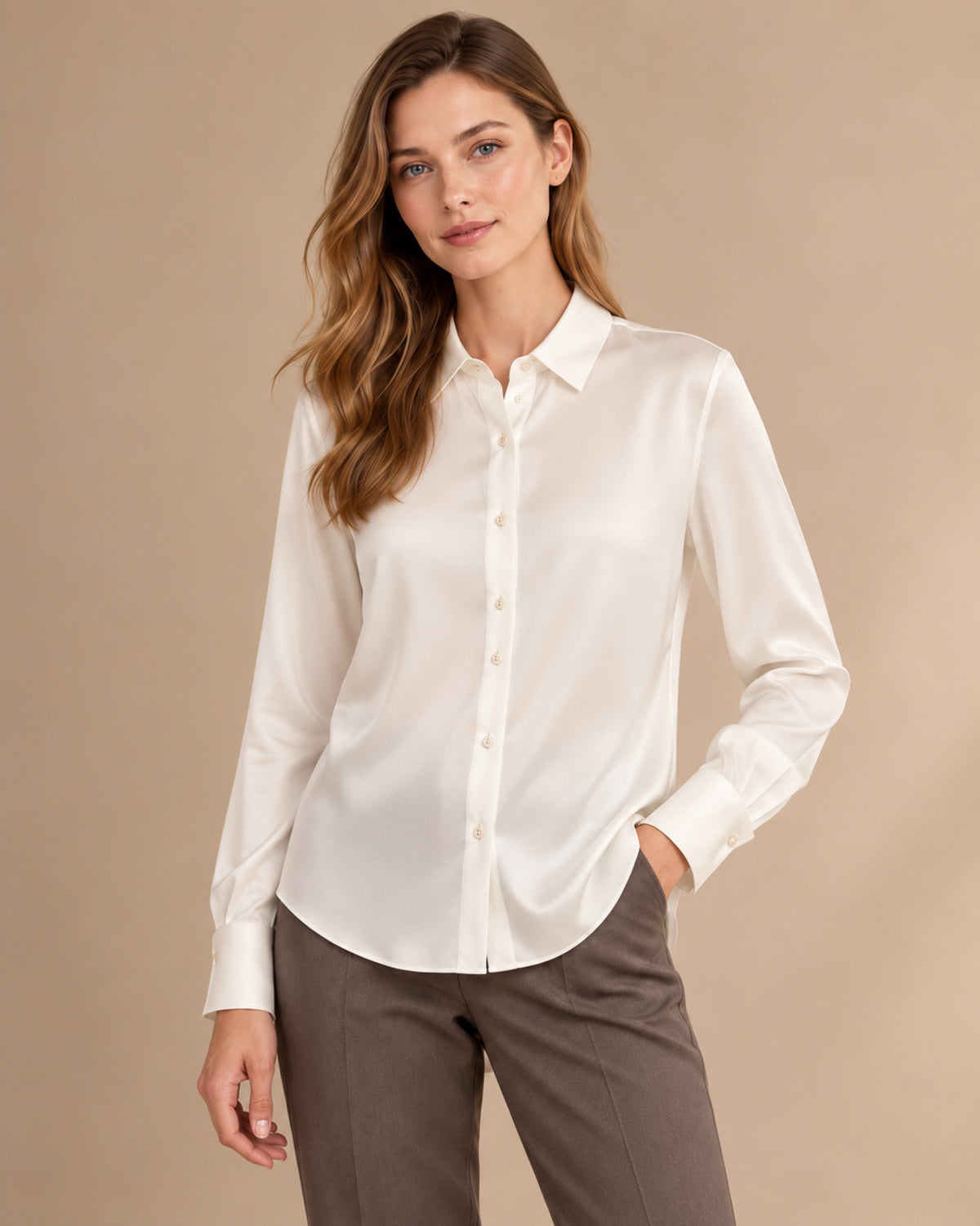Mulberry Silk Button-Front Shirt