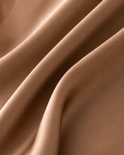 Mulberry Silk Robe & Lace-Trim Slip Set — Camel