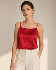 VELSÉE 100% 6A Mulberry Silk Camisole for Women – Luxury Silk Tank Top