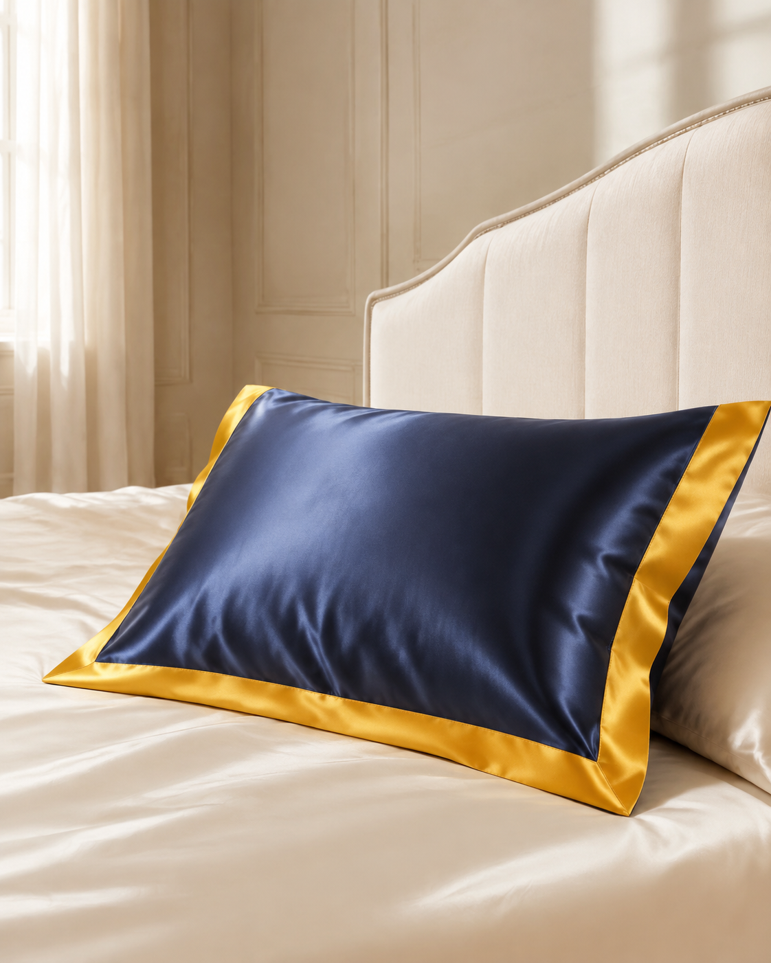 40 Momme 100% Mulberry Silk Pillowcase for Hair and Skin – Luxury Contrast Border, Smooth Cooling Silk Pillow Cover, 1 or 2 Pack