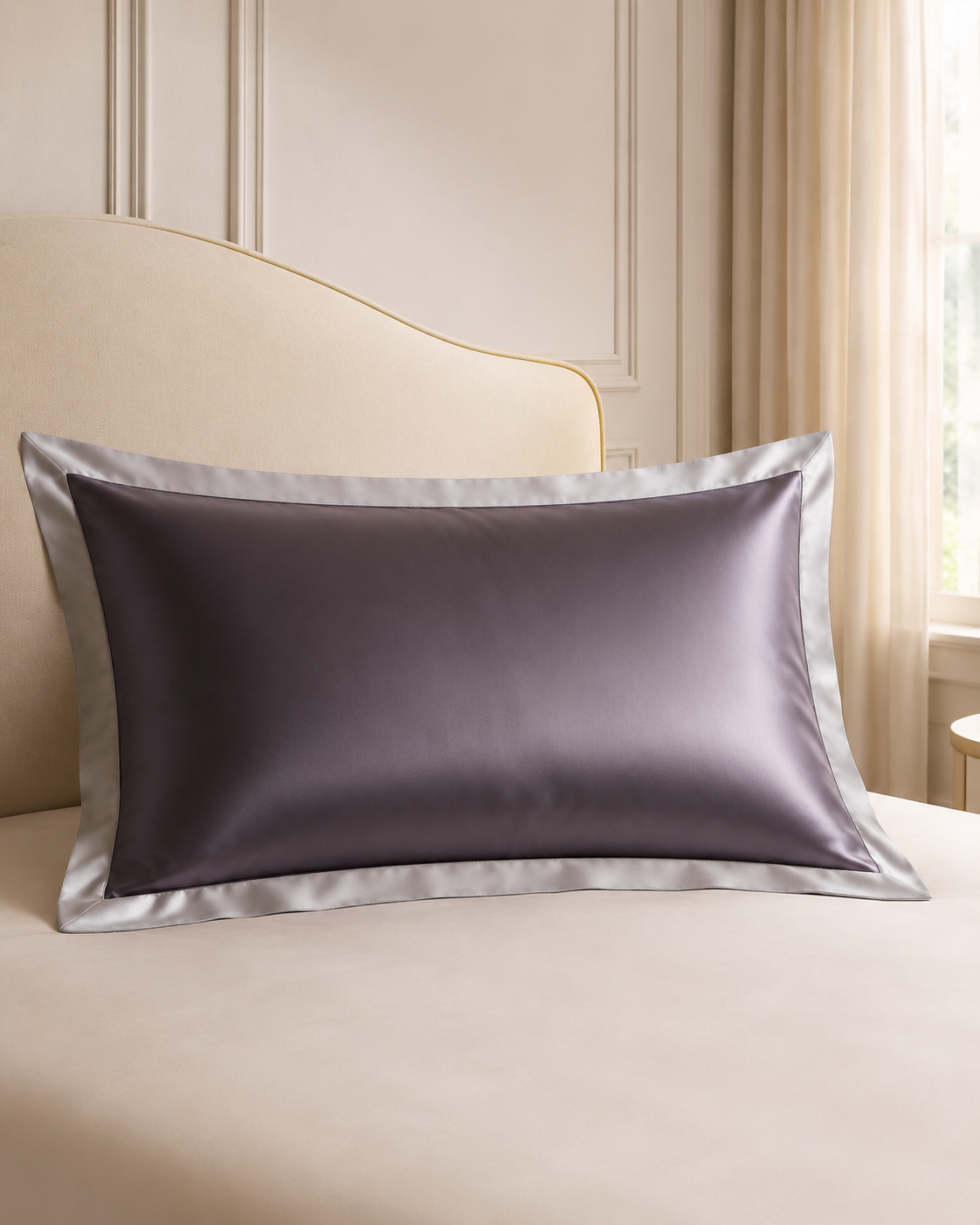 40 Momme 100% Mulberry Silk Pillowcase for Hair and Skin – Luxury Contrast Border, Smooth Cooling Silk Pillow Cover, 1 or 2 Pack